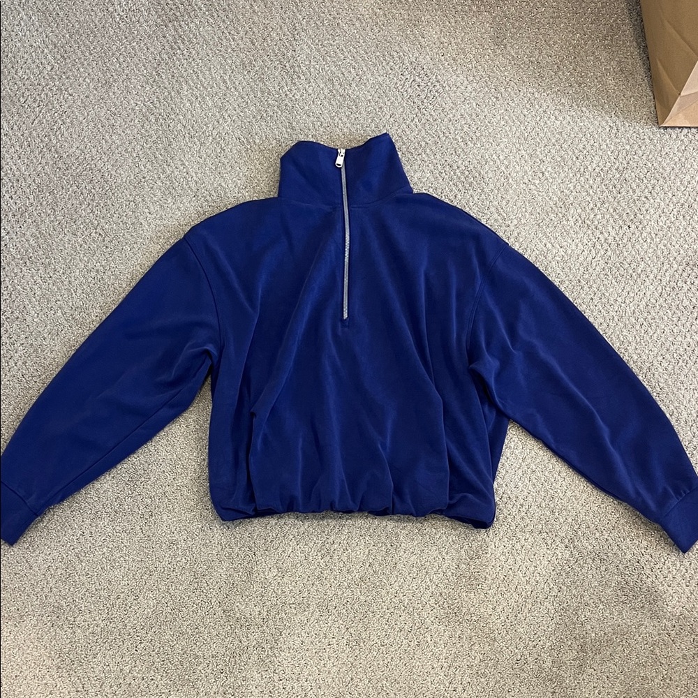 Athleta Bubble Hem Half Zip Sweatshirt